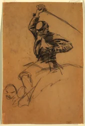 Drawing, Cavalry Soldier with Sword on Horseback, 1863