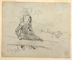 Girl Seated on a Tree Trunk, 1879