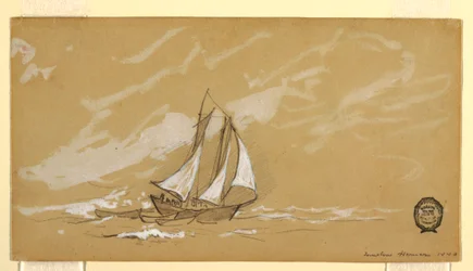 Schooner with Three Dories, 1880
