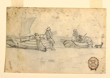 Two Boats on Beach with Figures, Cullercoats, England, 1881–82