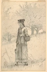 Young Woman Walking through a Field, 1879