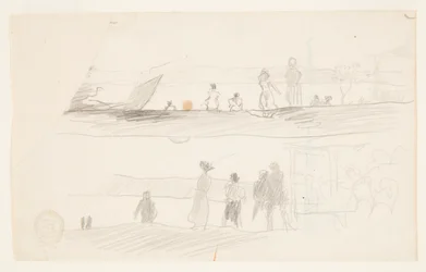 Figures Looking Towards a Bay