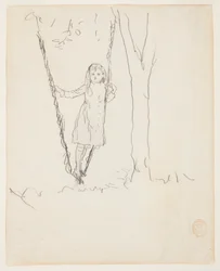 Girl Standing on a Swing