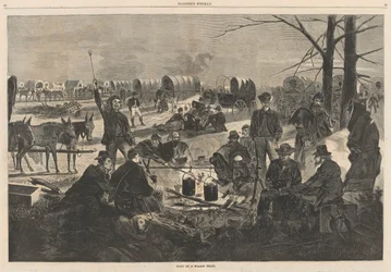 Halt of a Wagon Train; from Harper