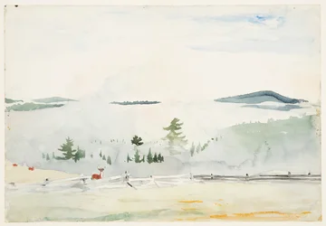 Landscape with Deer in a Morning Haze