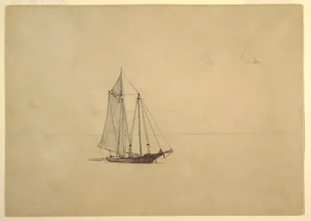 Schooner with Dinghy