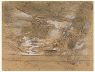 Ship Deck with Two Women Lashed to the Mast
