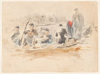 Soldiers Seated in a Group