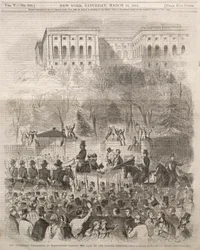 The Inaugural Procession at Washington Passing the Gate of the Capital Grounds, 1861