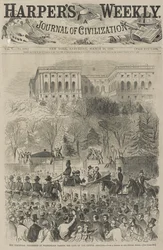 The Inaugural Procession at Washington Passing the Gate of the Capitol Grounds (From a Sketch by our Special Artist), 1861