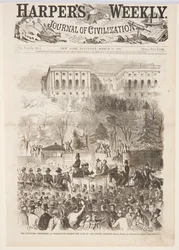 The Inaugural Procession at Washington Passing the Gate of the Capitol Grounds, from Harper