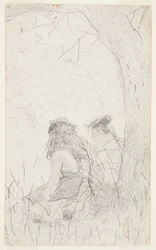 Two Girls Seated on a Bank