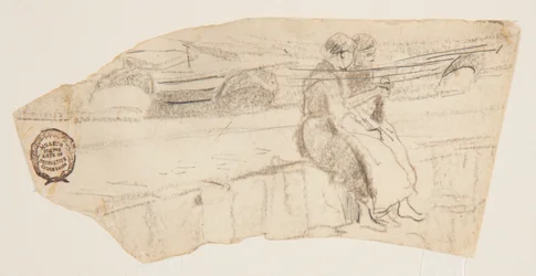 Two Women Seated on a Sea Wall, Cullercoats, England