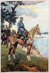 Equestrian portrait of Marechal Jozef (Joseph) Klemens Pilsudski (1867-1935) on his favorite horse Kasztanka