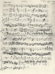 Beginning of the Piano Sonata in A Minor. KV310. Autograph. 1778