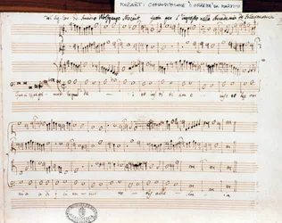 Sheet music page of Querite primum regnum Dei by Mozart to obtain the title of Accademico filarmonico