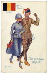 First World War Belgian Postcard The Harmony between Allies, c.1917