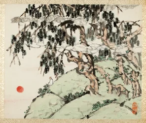 Landscape and Figure, from an album of Landscapes and Calligraphy for Liu Songfu
