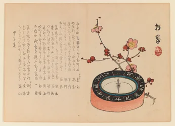 Compass and branch of flowering cherry, c.1930