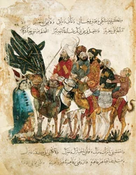 Caravan of Arabic traders, miniature from the Maqamat (The Meetings) by Al-Hariri, c. 1240