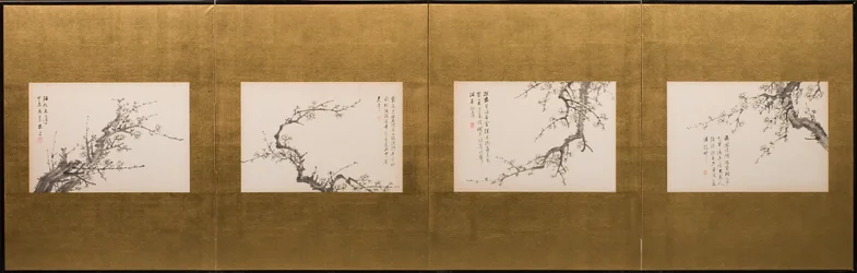 Prunus Blossoms, folding screen, Edo period 1844