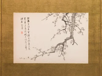 Prunus Blossoms, folding screen, panel 2 of 4, Edo period 1844