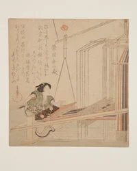 Woman Weaving at a Loom