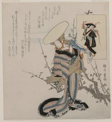 Woman by a Plum Tree Matched with the Wisteria Maiden, c. early 1830s