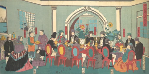 Foreigners from the Five Nations Enjoying a Banquet, 3rd month, 1861.