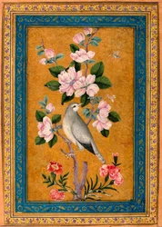 Bird Perching on a Blossoming Branch