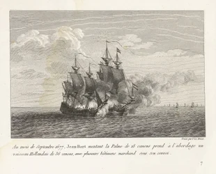 Jan Bart Captures a Dutch Frigate, 1677 (In September 1677, Jean-Bart aboard the Palme with 18 cannons captures a Dutch ship with 36 cannons, along with several merchant ships under its convoy)