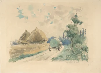 Landscape with Wagon and Haystacks, ca. 1869-70
