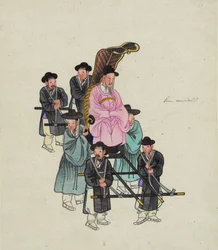 A Senior Korean Official, Possibly the Prime Minister, Being Carried in an Elaborate Sedan Chair, c. 1890
