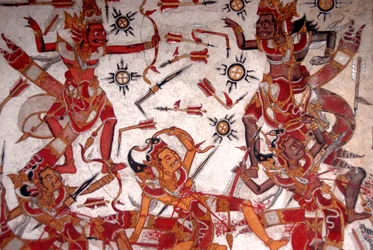 Ceiling Painting in the Royal Palace; Battle of the Gods; Kerta Gosa; Taman Gili Palace; Klungkung; Semarapura; Bali; Indonesia; Southeast Asia; Asia