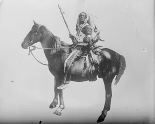 Chief Deep Sky, Indian, mounted on horse, c.1900