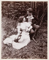 Edwardian portrait, couple in 19th-century dress