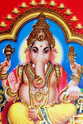 Ganesha or Ganapati: the elephant-headed Hindu god.