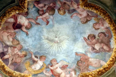 Holy Spirit and Angels, Fresco, Santa Maria delle Vigne Basilica, Genoa, Italy