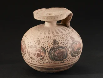 Hygiene Decorated pottery vessel, Corinthian, 575-550 BC
