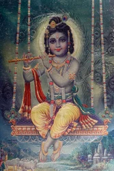 Lord Krishna with Flute. Hindu God