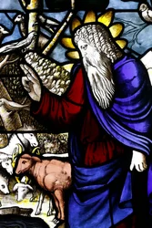 Museum of the Milan Cathedral. Stained glass window. Creation of the animals (God The Father). 16th century. Italy.