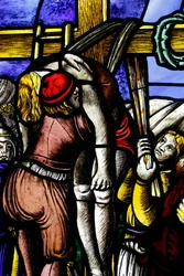 Museum of the Milan Cathedral. Stained glass window. Deposition of Christ. 16th century. Italy.
