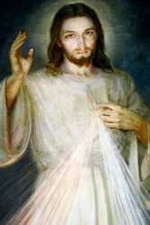 Notre Dame de Plaimpalais church. Jesus the Divine Mercy, I trust in you. France.