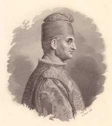 Portrait of Duke of Milan, Filippo Maria Visconti (1392-1447), copper engraving by F Clerici from portrait published by Antonio Campo