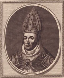 Portrait of William Waynflete, Bishop of Winchester, copper engraving by John Goldar