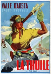 Skiing in La Thuile, circa 1950