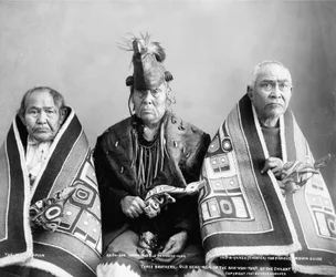 Three brothers, old head-men of the Kak-Von-Tons of the Chilkat tribe