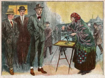 Woman practicing divination by means of birds, 1926 (Illustration)