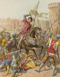 Joan of Arc captured at Compiegne (chromolitho)