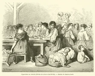 Cigarette Makers at Work, Tobacco Factory of Seville